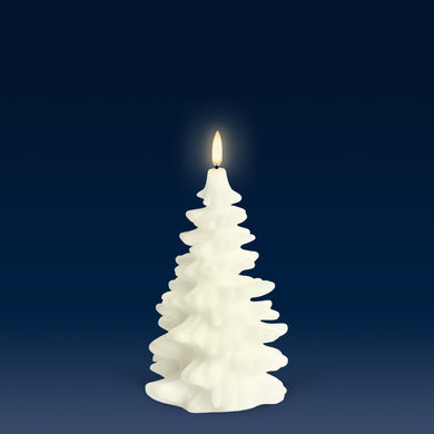 NEW NORDIC DESIGN | UYUNI Lighting Tall Christmas Tree Candle, Classic Ivory, Smooth Wax Flameless Candle, 11cm x 18cm (4.3