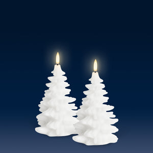 NEW SKANDI DESIGN | UYUNI Lighting Medium Christmas Tree Candle, Nordic White, Smooth Wax Flameless Candle, 10cm x 15cm (3.9" x 5.9")