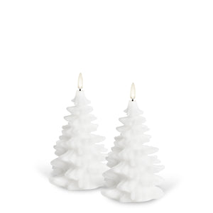 NEW SKANDI DESIGN | UYUNI Lighting Medium Christmas Tree Candle, Nordic White, Smooth Wax Flameless Candle, 10cm x 15cm (3.9" x 5.9")