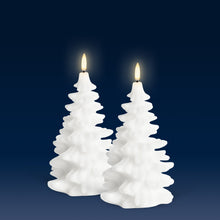 Load image into Gallery viewer, NEW SKANDI DESIGN | UYUNI Lighting Tall Christmas Tree Candle, Nordic White, Smooth Wax Flameless Candle, 11cm x 18cm (4.3&quot; x 7&quot;)