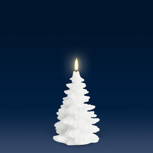 NEW SKANDI DESIGN | UYUNI Lighting Medium Christmas Tree Candle, Nordic White, Smooth Wax Flameless Candle, 10cm x 15cm (3.9" x 5.9")