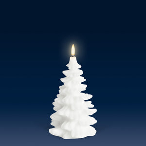 NEW SKANDI DESIGN | UYUNI Lighting Tall Christmas Tree Candle, Nordic White, Smooth Wax Flameless Candle, 11cm x 18cm (4.3" x 7")