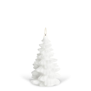 NEW SKANDI DESIGN | UYUNI Lighting Tall Christmas Tree Candle, Nordic White, Smooth Wax Flameless Candle, 11cm x 18cm (4.3" x 7")