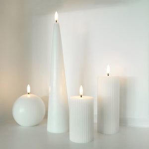 PRE ORDER - NEW UYUNI Lighting Tall Cone Candle, Nordic White, Smooth Wax Flameless Candle, 6.8cm x 30.0cm (2.7" x 11.8")