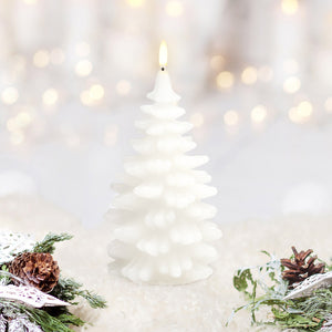 UYUNI Lighting Large Christmas Tree Figurine, Nordic White, Smooth Wax Flameless Candle, 11.0cm x 18.2cm (4.3" x 7.2")