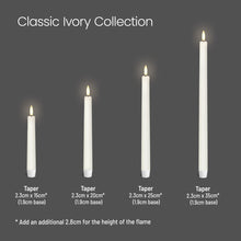 Load image into Gallery viewer, Extra Tall Taper, 2 Pack, Classic Ivory, Smooth Wax Flameless Candle, 1.9cm x 35cm