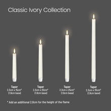 Load image into Gallery viewer, Tall Taper, 2 Pack, Classic Ivory, Smooth Wax Flameless Candle, 1.9cm x 25cm