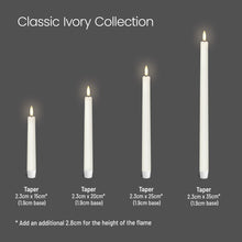 Load image into Gallery viewer, Set of 12 Classic Ivory Flameless Tapers, 1.9cm x 25cm