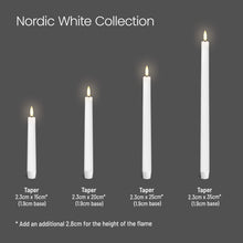 Load image into Gallery viewer, Small Taper, 2 Pack, Nordic White, Smooth Wax Flameless Candle, 1.9cm x 15cm