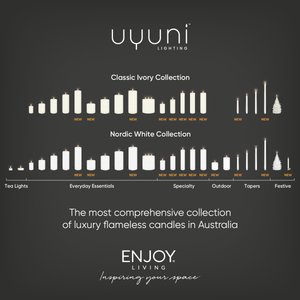 UYUNI Lighting Medium Narrow Pillar, Classic Ivory, Smooth Wax Flameless Candle, 5.8cm x 15.2cm (2.0" x 6")