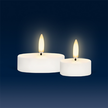 Load image into Gallery viewer, UYUNI Lighting Maxi Tea Light, Nordic White, Smooth Wax Flameless Candle, 6.1cm x 2.2cm (2.4” x 0.87”)