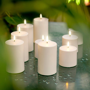 Tall Wide Outdoor Pillar, White, Weather Resistant ABS Plastic Flameless Candle, 10.1cm x 17.8cm