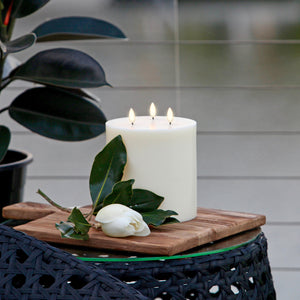 PRE-ORDER Triple Wick Extra Wide Pillar, Nordic White, Smooth Wax Flameless Candle, 15.2cm x 15.2cm