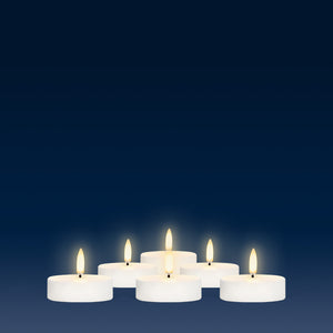 UYUNI Lighting Maxi Tea Light, Nordic White, Smooth Wax Flameless Candle, 6.1cm x 2.2cm (2.4” x 0.87”)