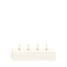 Load image into Gallery viewer, Quattro Block Four Wick Rectangular Candle, Classic Ivory, Smooth Wax Flameless Candle, 18cm x 5cm x 3.8cm