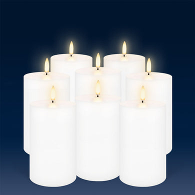 Set of 8 White Medium Outdoor Flameless Candles, 7.6cm x 12.7cm
