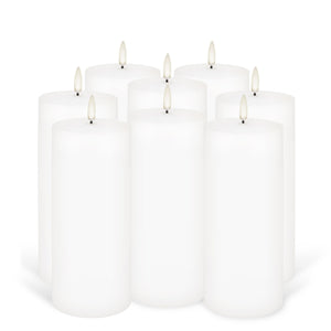 UYUNI Lighting Tall Outdoor Pillar, White, Weather Resistant ABS Soft Touch Plastic Flameless Candle, 7.6cm x 17.7cm (3.0” x 7”)
