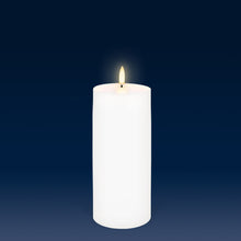 Load image into Gallery viewer, UYUNI Lighting Tall Outdoor Pillar, White, Weather Resistant ABS Soft Touch Plastic Flameless Candle, 7.6cm x 17.7cm (3.0” x 7”)