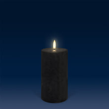 Load image into Gallery viewer, Medium Pillar, Matte Black Textured Wax Flameless Candle, 7.8cm x 15.2cm