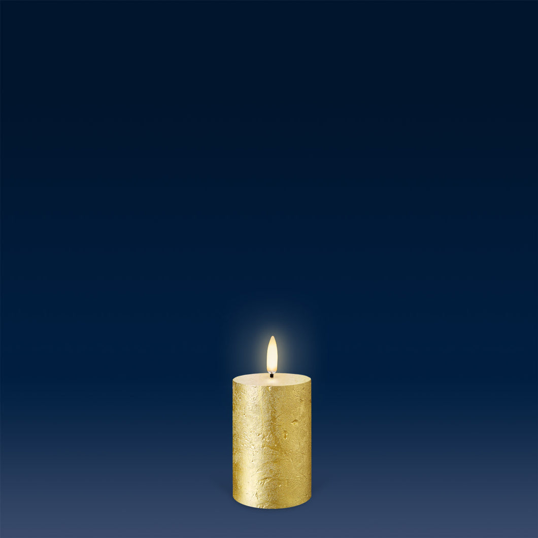 UYUNI Lighting Votive Size, Handpainted Metallic Gold, Textured Wax Flameless Candle, 5cm x 7.6cm (2.0