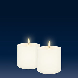UYUNI Lighting Small Wide Pillar, Classic Ivory, Smooth Wax Flameless Candle, 10.1cm x 10.1cm (4.0" x 4")