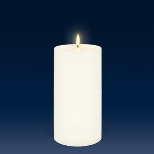Tall Wide Pillar, Classic Ivory, Smooth Wax Flameless Candle, 10.1cm x 20.3cm