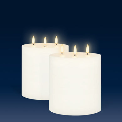 Set of 2 Classic Ivory Triple Wick Extra Wide Flameless Candles, 15.2cm x 15.2cm