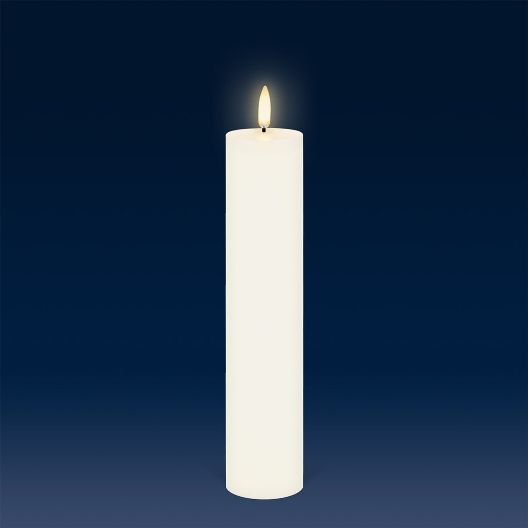 Tall Thin Pillar, Classic Ivory, Smooth Wax Flameless Candle, 4.8cm x 22.2cm