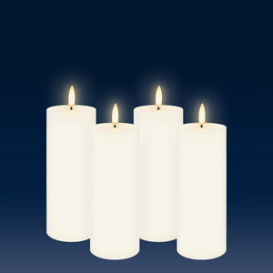 UYUNI Lighting Medium Narrow Pillar, Classic Ivory, Smooth Wax Flameless Candle, 5.8cm x 15.2cm (2.0" x 6")