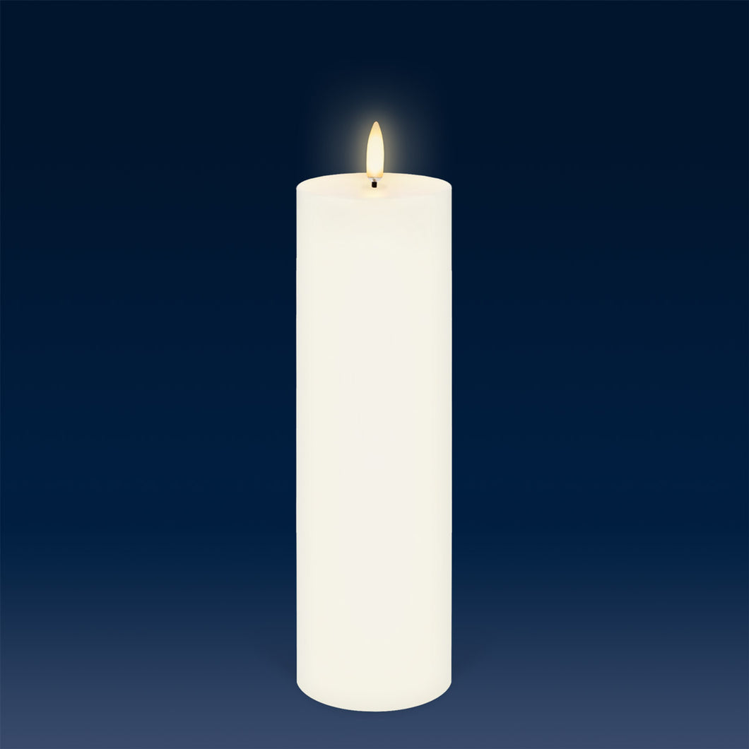UYUNI Lighting Tall Slim Pillar, Classic Ivory, Smooth Wax Flameless Candle, 6.8cm x 22.2cm (2.7