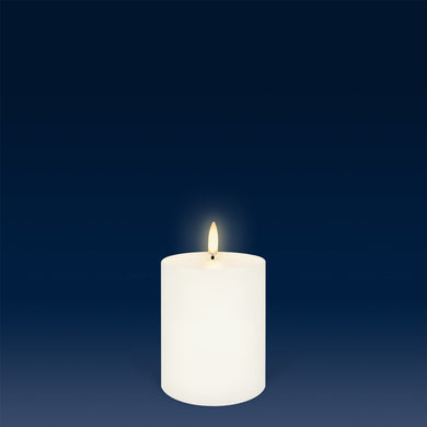 Small Pillar, Classic Ivory, Smooth Wax Flameless Candle, 7.8cm x 10.1cm
