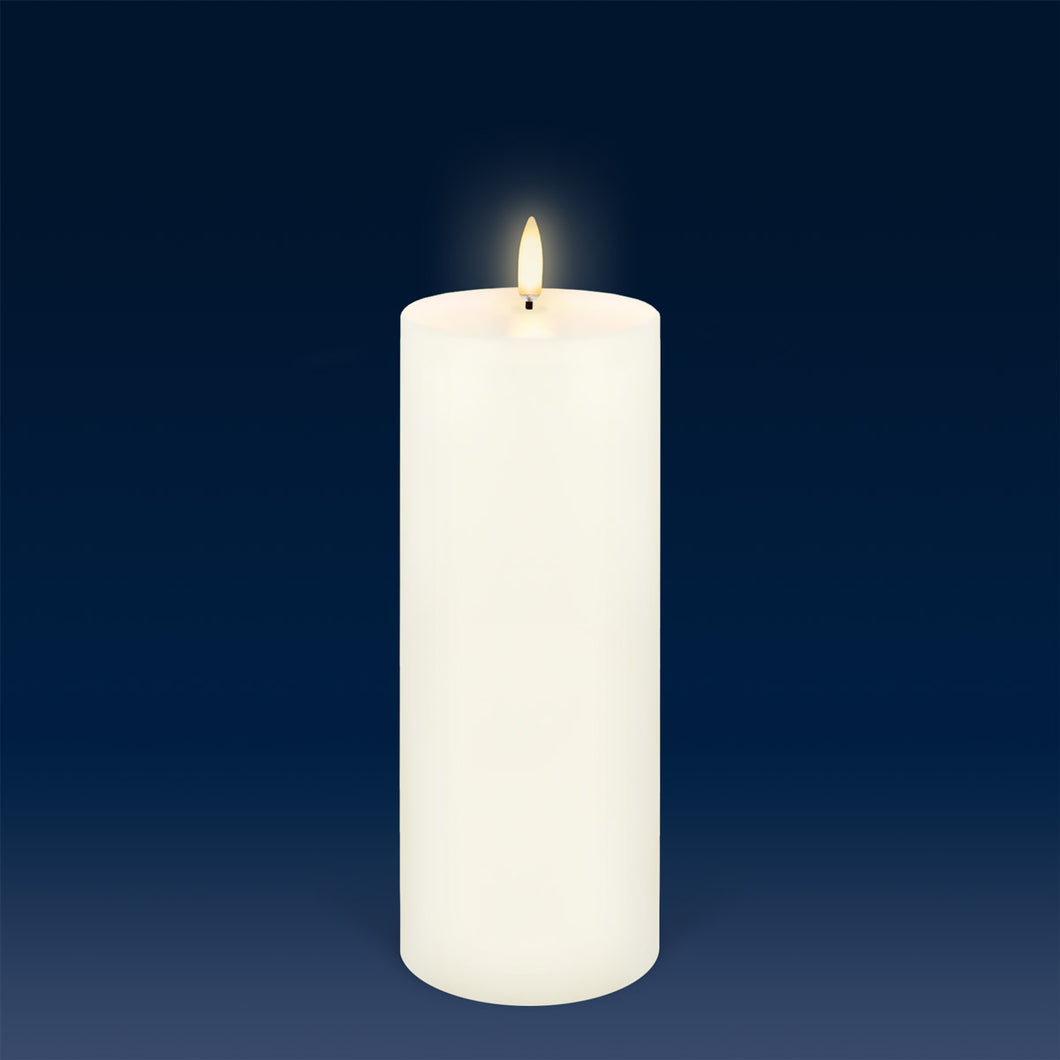 Tall Pillar, Classic Ivory, Smooth Wax Flameless Candle, 7.8cm x 20.3cm