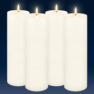 UYUNI Lighting Extra Tall Pillar, Classic Ivory, Smooth Wax Flameless Candle, 7.8cm x 25.4cm (3.1" x 10")
