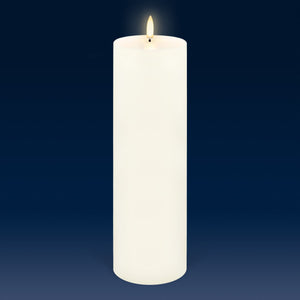 Extra Tall Pillar, Classic Ivory, Smooth Wax Flameless Candle, 7.8cm x 25.4cm