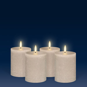 LIMITED STOCK AVAILABLE - UYUNI Lighting Small Pillar, Sandstone Textured Wax Flameless Candle, 7.8cm x 10.1cm (3.1" x 4")