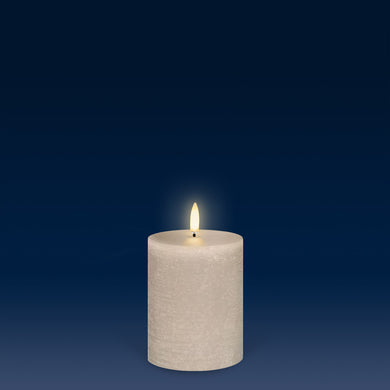 LIMITED STOCK AVAILABLE - UYUNI Lighting Small Pillar, Sandstone Textured Wax Flameless Candle, 7.8cm x 10.1cm (3.1