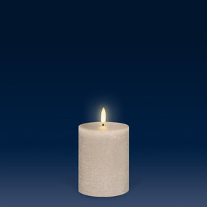 LIMITED STOCK AVAILABLE - UYUNI Lighting Small Pillar, Sandstone Textured Wax Flameless Candle, 7.8cm x 10.1cm (3.1" x 4")