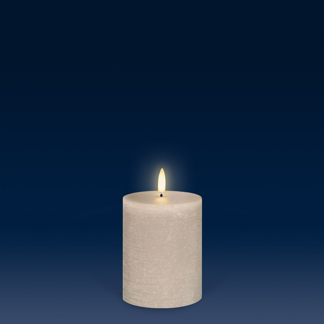 LIMITED STOCK AVAILABLE - UYUNI Lighting Small Pillar, Sandstone Textured Wax Flameless Candle, 7.8cm x 10.1cm (3.1