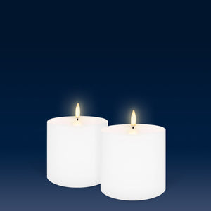 Small Wide Pillar, Nordic White, Smooth Wax Flameless Candle, 10.1cm x 10.1cm