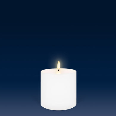 Small Wide Pillar, Nordic White, Smooth Wax Flameless Candle, 10.1cm x 10.1cm
