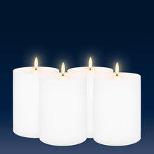 Load image into Gallery viewer, UYUNI Lighting Medium Wide Outdoor Pillar, White, Weather Resistant ABS Soft Touch Plastic Flameless Candle, 10.1cm x 12.8cm  (4.0” x 5”)