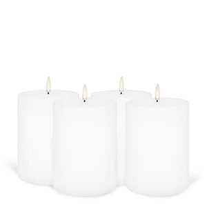 Medium Wide Outdoor Pillar, White, Weather Resistant ABS Plastic Flameless Candle, 10.1cm x 12.8cm