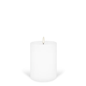 Medium Wide Outdoor Pillar, White, Weather Resistant ABS Plastic Flameless Candle, 10.1cm x 12.8cm