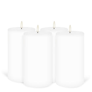 UYUNI Lighting Tall Wide Outdoor Pillar, White, Weather Resistant ABS Soft Touch Plastic Flameless Candle, 10.1cm x 17.8cm (4.0” x 7”)