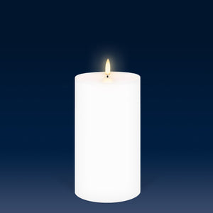 Tall Wide Outdoor Pillar, White, Weather Resistant ABS Plastic Flameless Candle, 10.1cm x 17.8cm