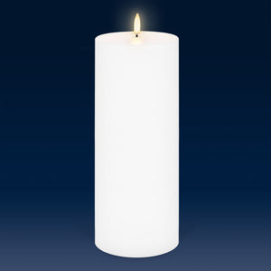 Extra Tall Wide Pillar, Nordic White, Smooth Wax Flameless Candle, 10.1cm x 25.4cm
