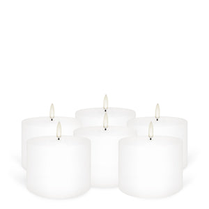 Small Wide Outdoor Pillar, White, Weather Resistant ABS Plastic Flameless Candle, 10.1cm x 7.8cm