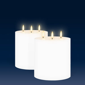 UYUNI Lighting Triple Wick Extra Wide Pillar, Nordic White, Smooth Wax Flameless Candle, 15.2cm x 15.2cm (6.0" x 6")