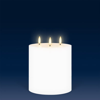 Triple Wick Extra Wide Pillar, Nordic White, Smooth Wax Flameless Candle, 15.2cm x 15.2cm