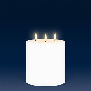 UYUNI Lighting Triple Wick Extra Wide Pillar, Nordic White, Smooth Wax Flameless Candle, 15.2cm x 15.2cm (6.0" x 6")